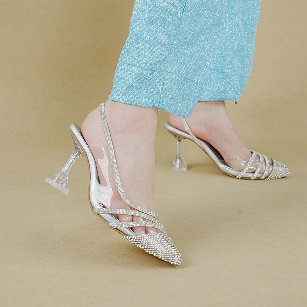 Rhinestone Crystal Heels Silver – JackJees