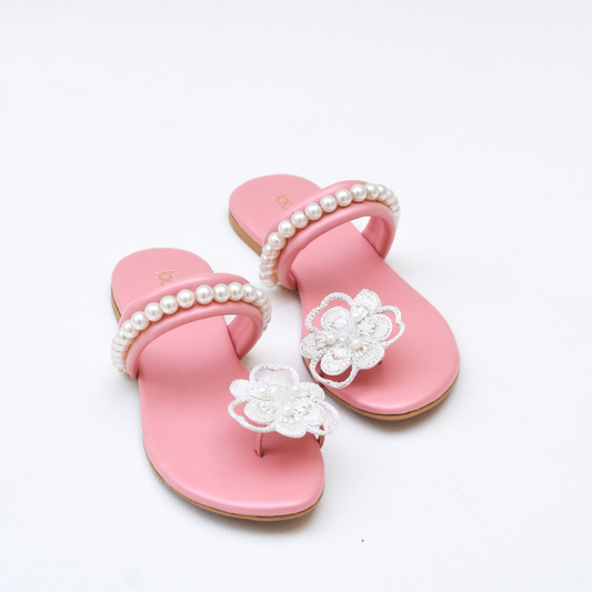 Floral Pearl Flats Pink