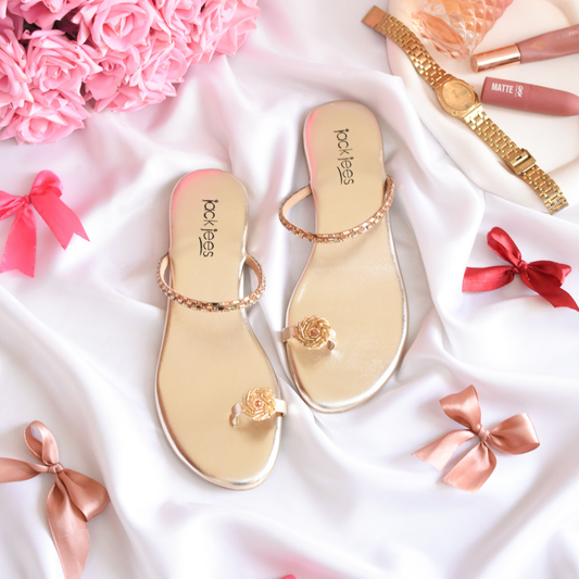 Crystal Bloom Flats Golden