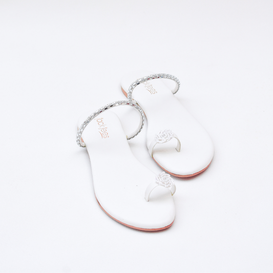 Crystal Bloom Flats White