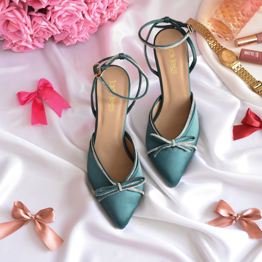 Glitter Strap Stilettos Green