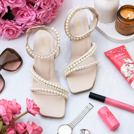 Pearl Stride Heels Cream