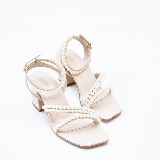 Pearl Stride Heels Cream