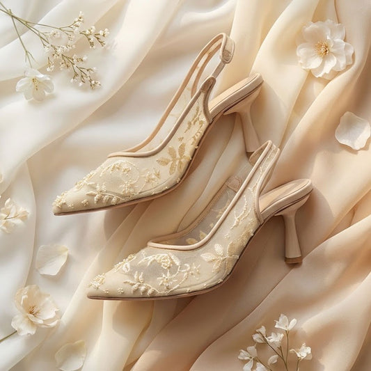 Luna Lace Heels Beige