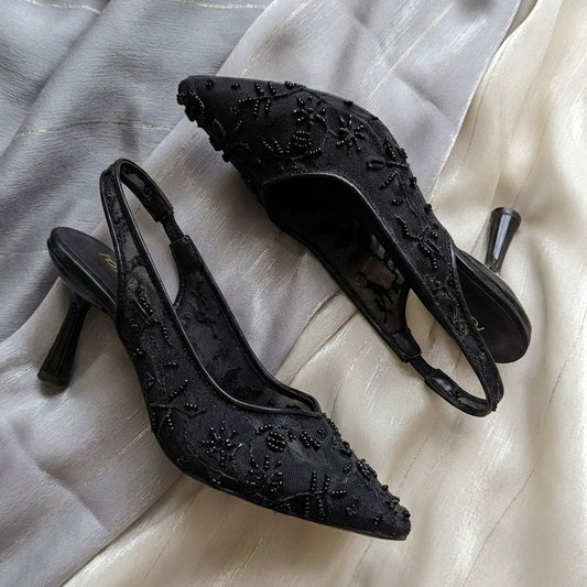Luna Lace Heels Black