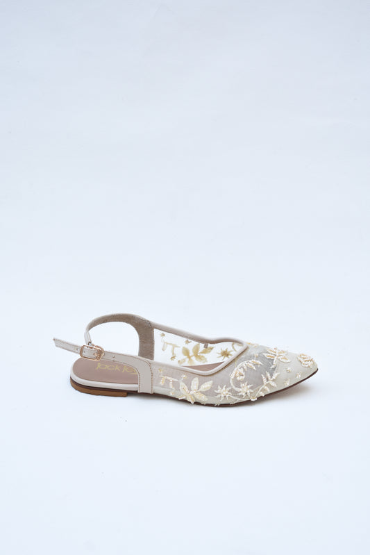 Luna Lace Flats Beige