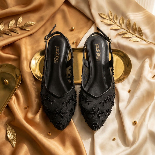 Luna Lace Flats Black