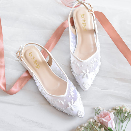 Luna Lace Flats White