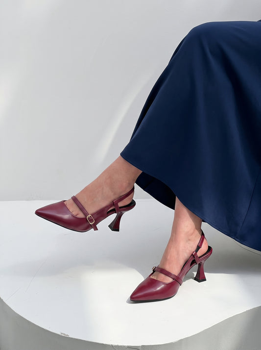 Elan Slingback Heels Maroon
