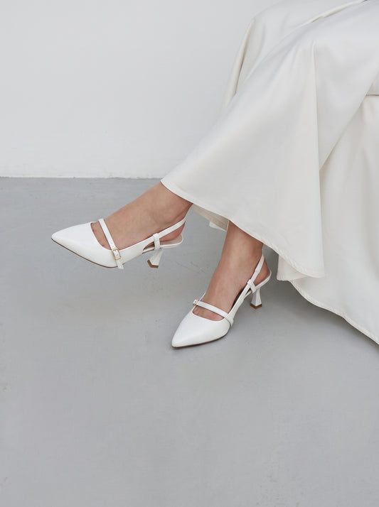 Elan Slingback Heels White