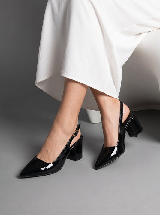 Ivory Pointed Heels Black