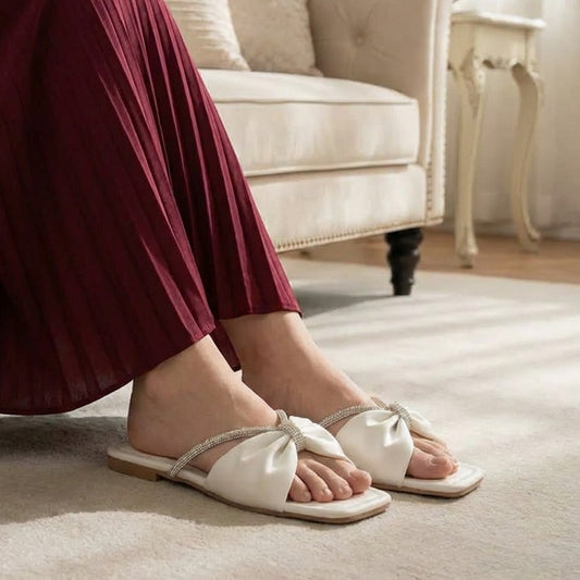 Rhinestone Flats White