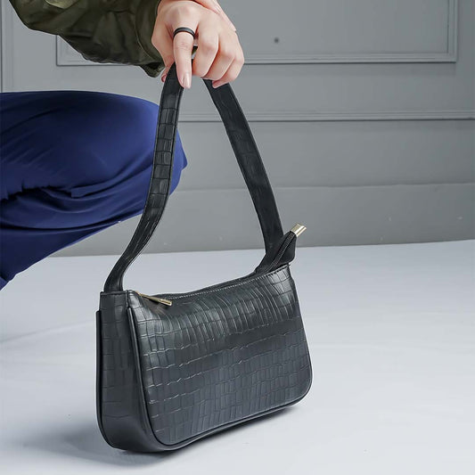 Moda Croc-Embossed Bag Black