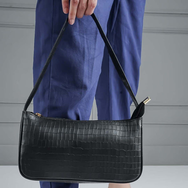 Moda Croc-Embossed Bag Black