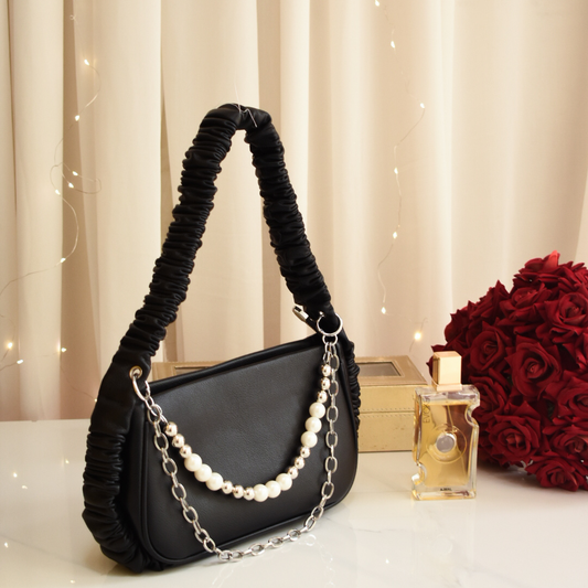 Pearl Chain Shoulder Bag Black