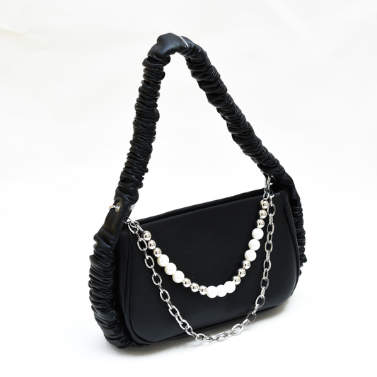 Pearl Chain Shoulder Bag Black