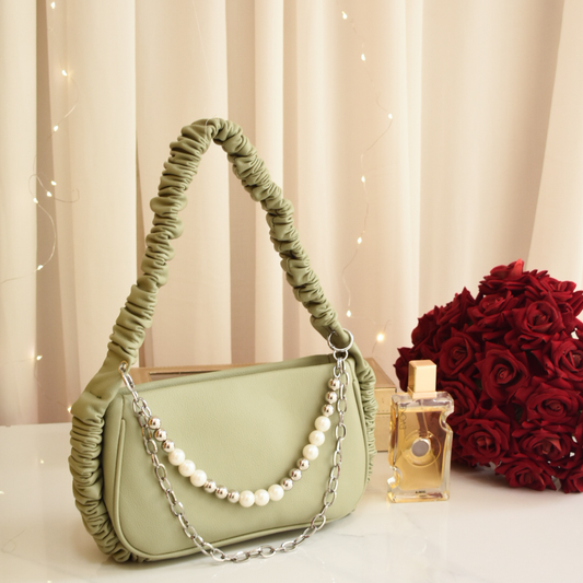 Pearl Chain Shoulder Bag Green