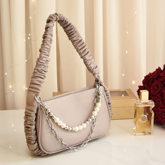 Pearl Chain Shoulder Bag Grey