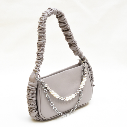 Pearl Chain Shoulder Bag Grey