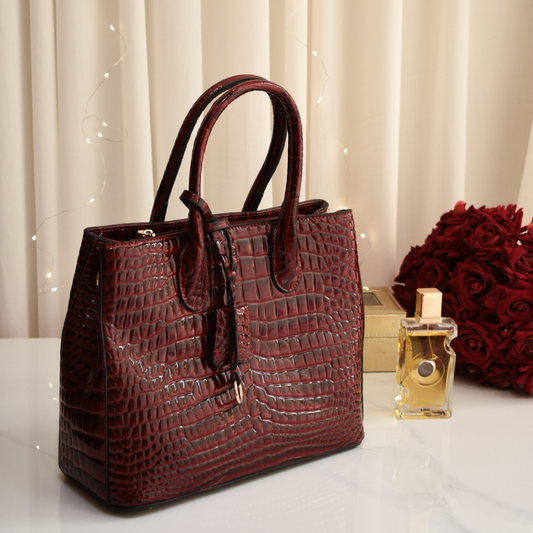 Luxe Croco Bag Maroon