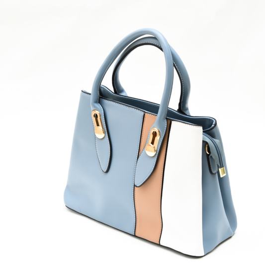 Chic Tricolor Tote Blue