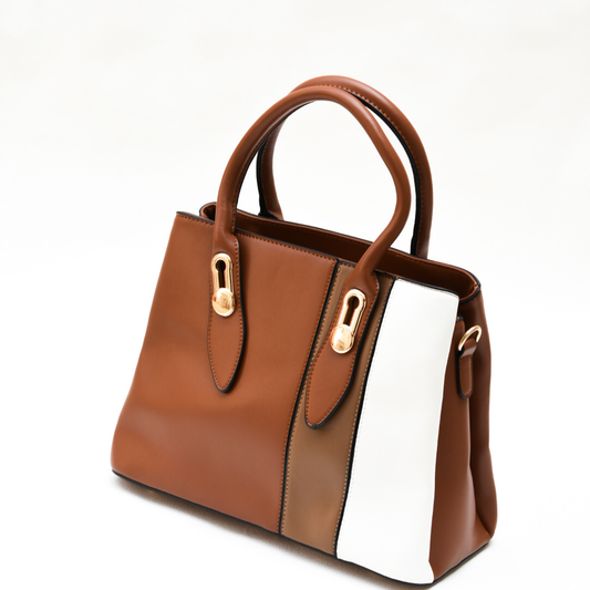 Chic Tricolor Tote Brown