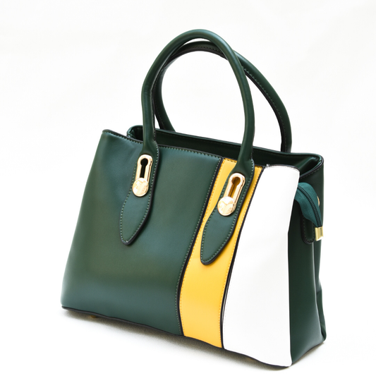 Chic Tricolor Tote Green