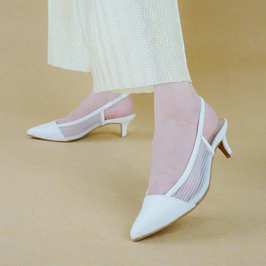 Sophisticated Kitten Heels White