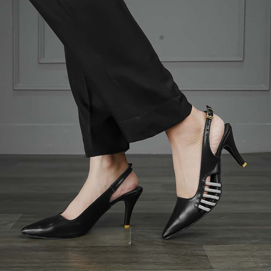 Side Stripe Heels Black