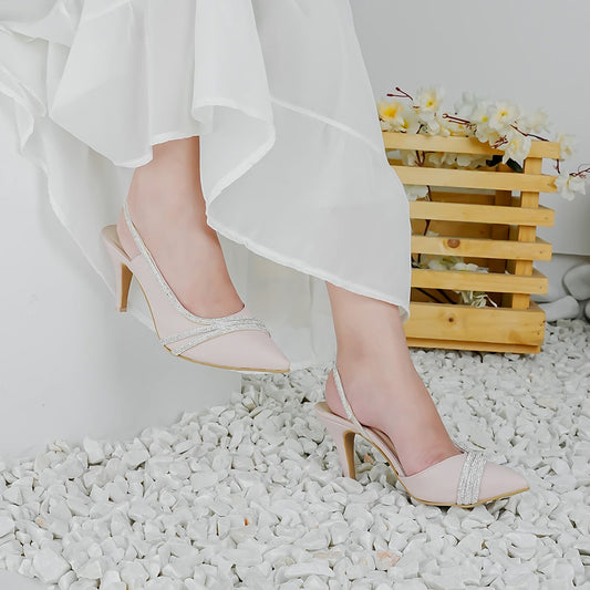 Crystal Cascade Heels Pink