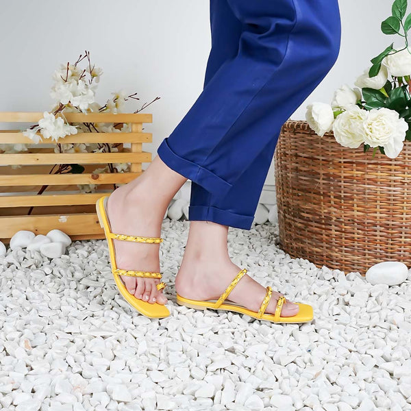 Strappy Chain Flats Yellow