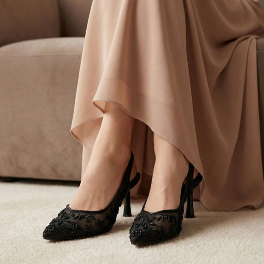 Luna Lace Heels Black