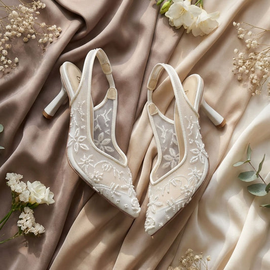 Luna Lace Heels White