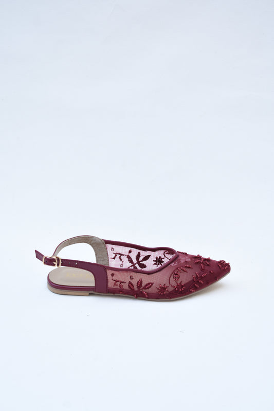 Luna Lace Flats Maroon