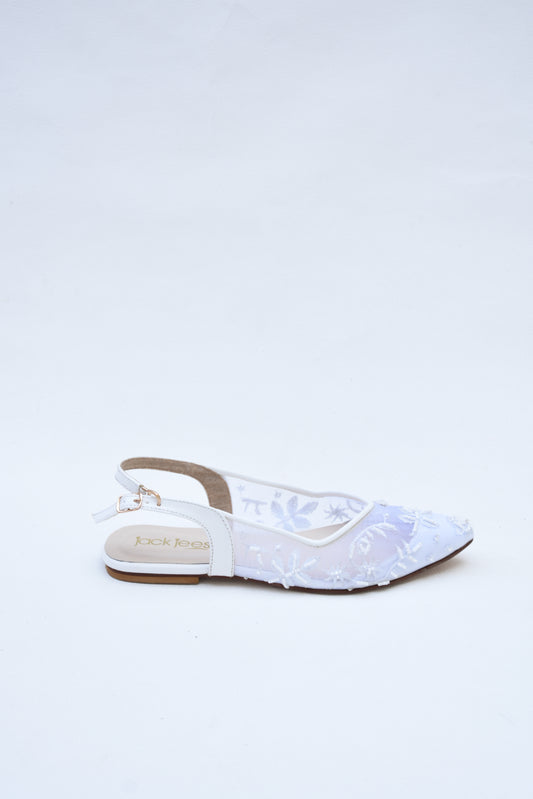 Luna Lace Flats White