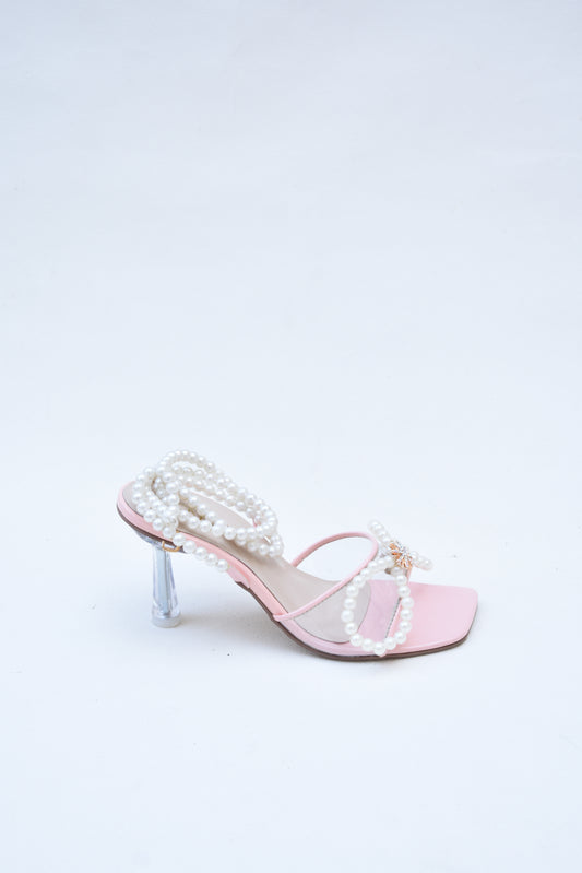 Luxe Pearl Bow Heels Pink