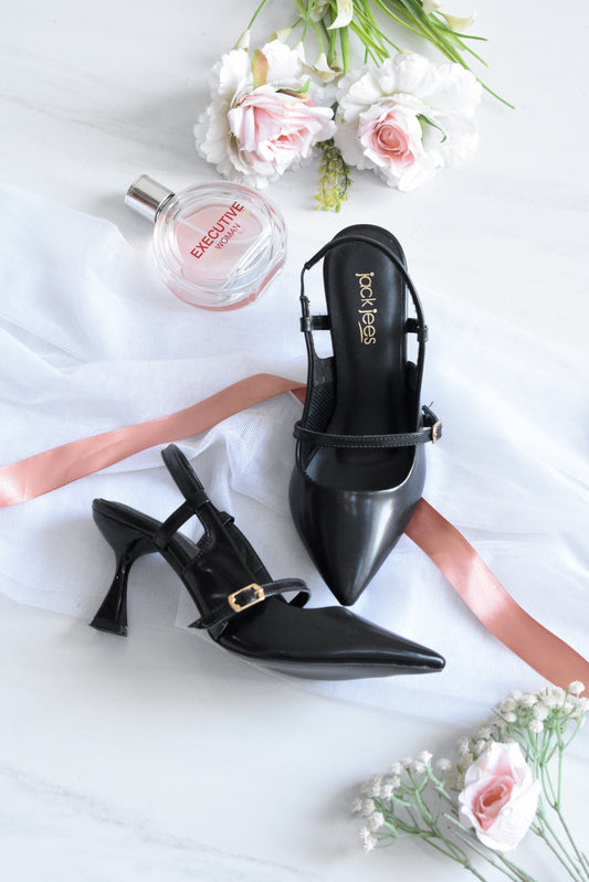 Elan Slingback Heels Black