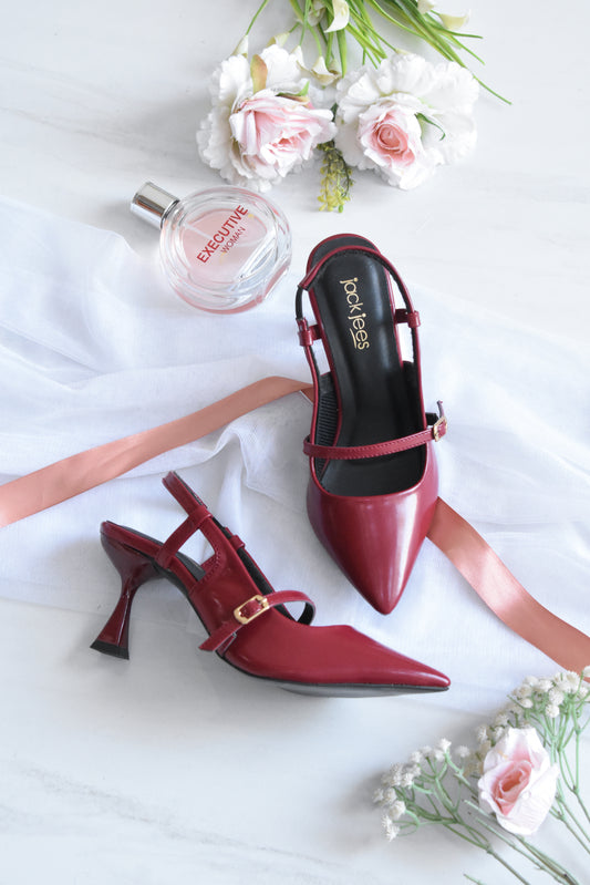 Elan Slingback Heels Maroon