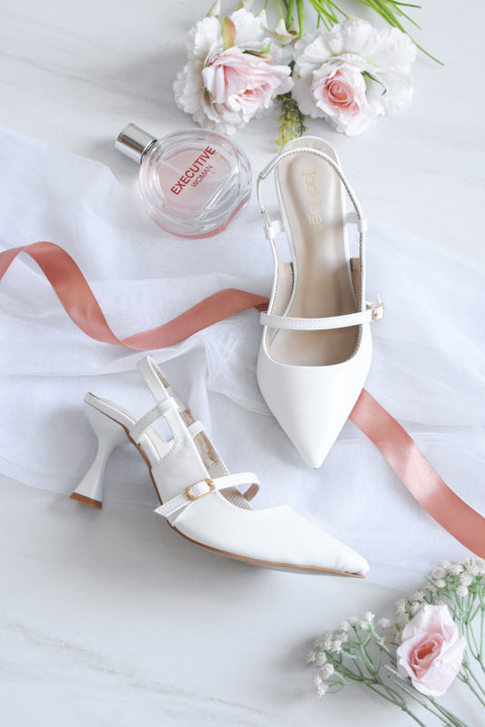 Elan Slingback Heels White