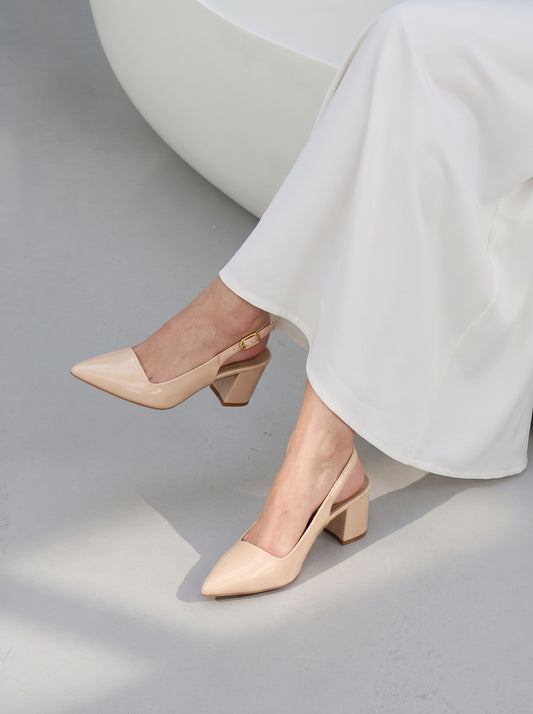 Ivory Pointed Heels Beige