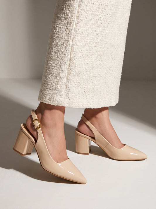 Ivory Pointed Heels Beige