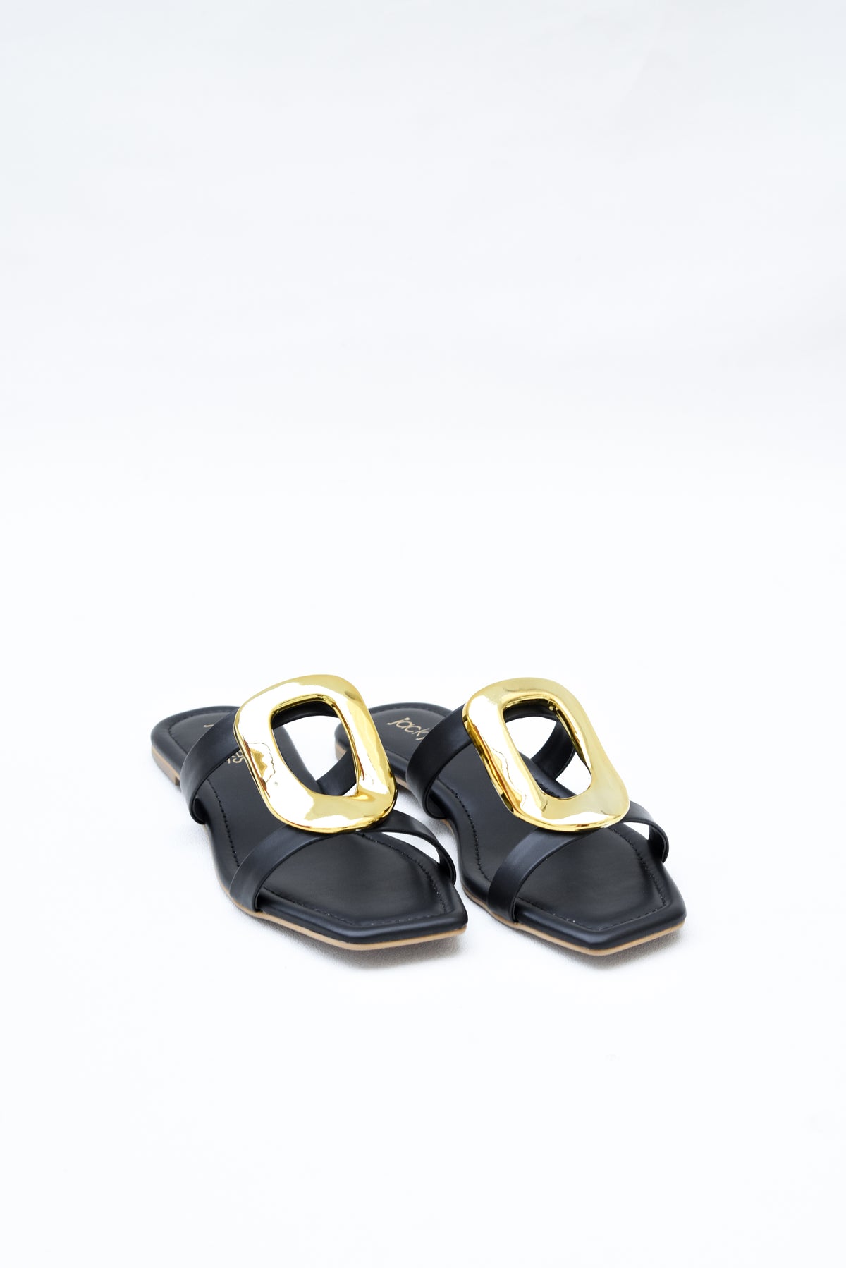 Amara square toe flats for women with gold statement detail in Pakistan