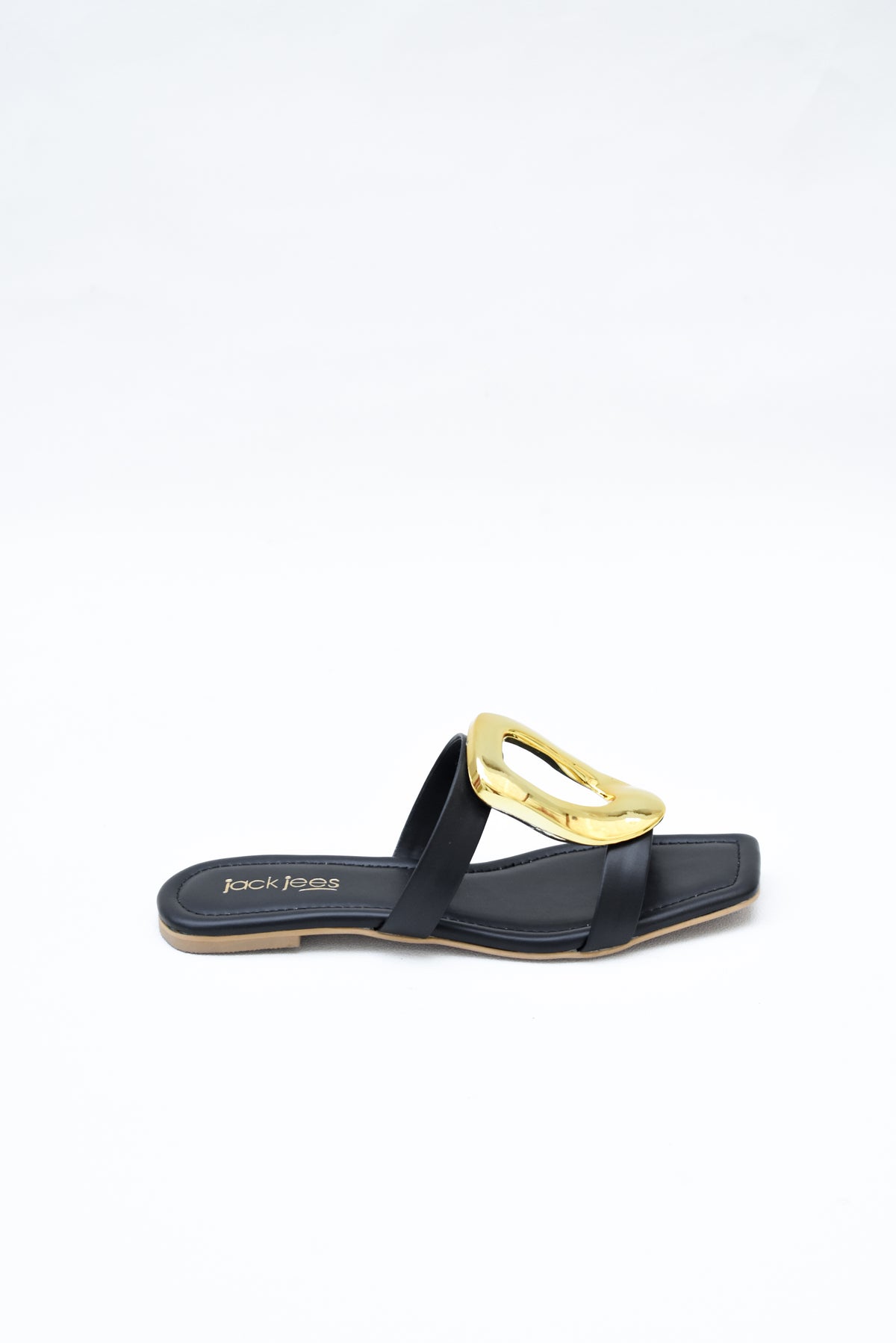 Amara square toe flats for women with gold statement detail in Pakistan