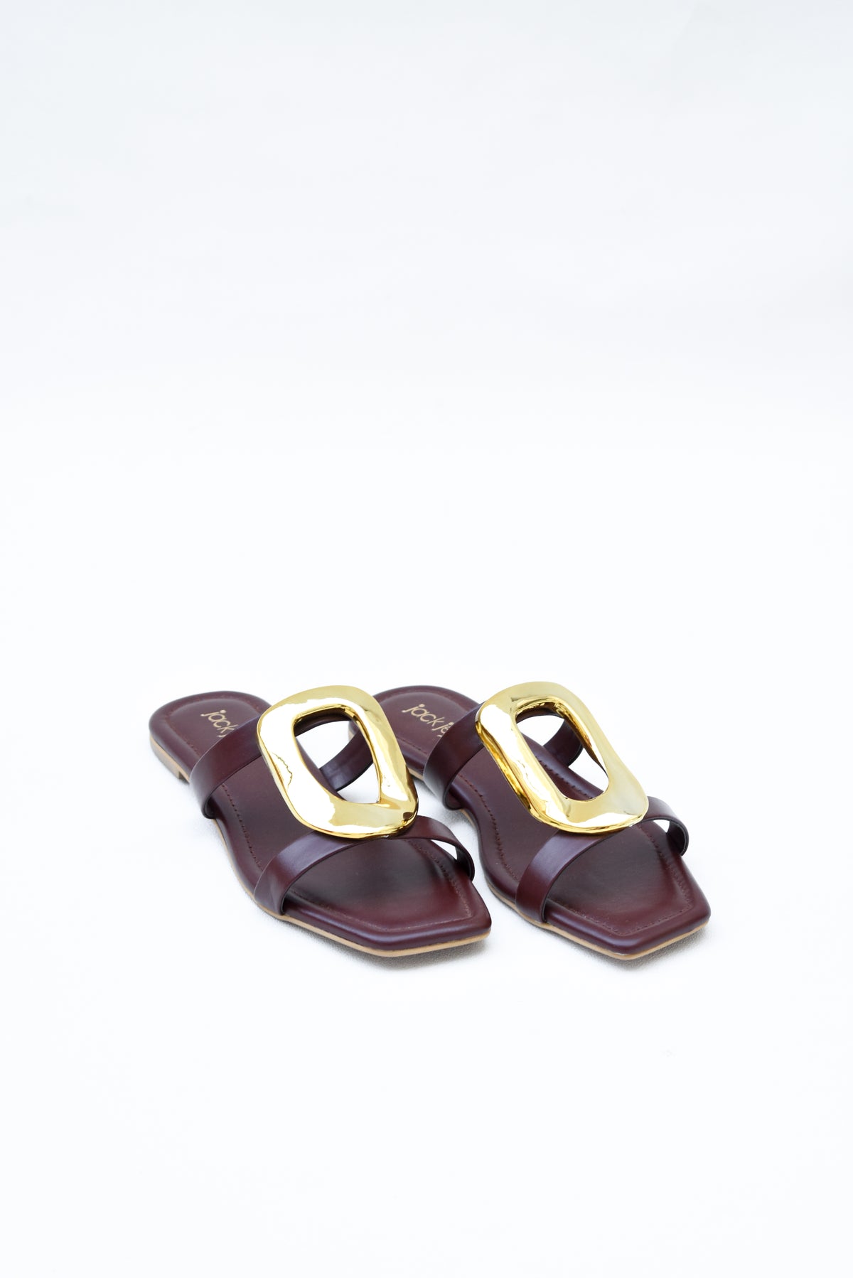 Amara square toe flats for women with gold statement detail in Pakistan