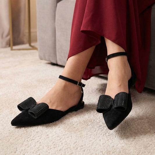 Velora Bow Flats Black