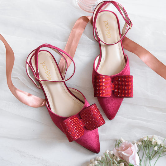 Velora Bow Flats Maroon