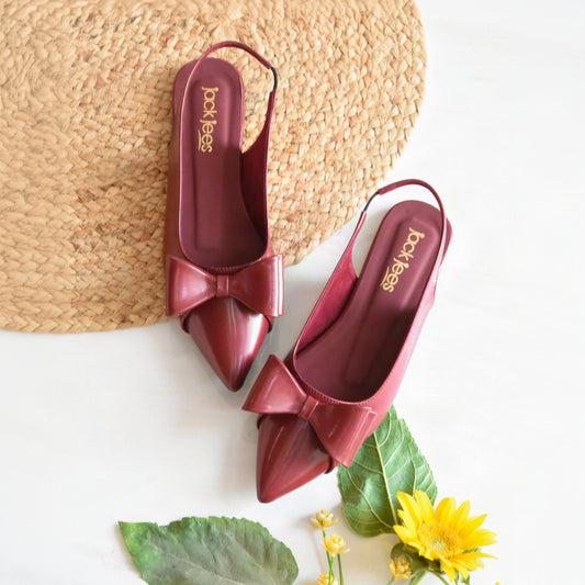 Luna Bow pointed toe slingback flats for women by Jack Jees