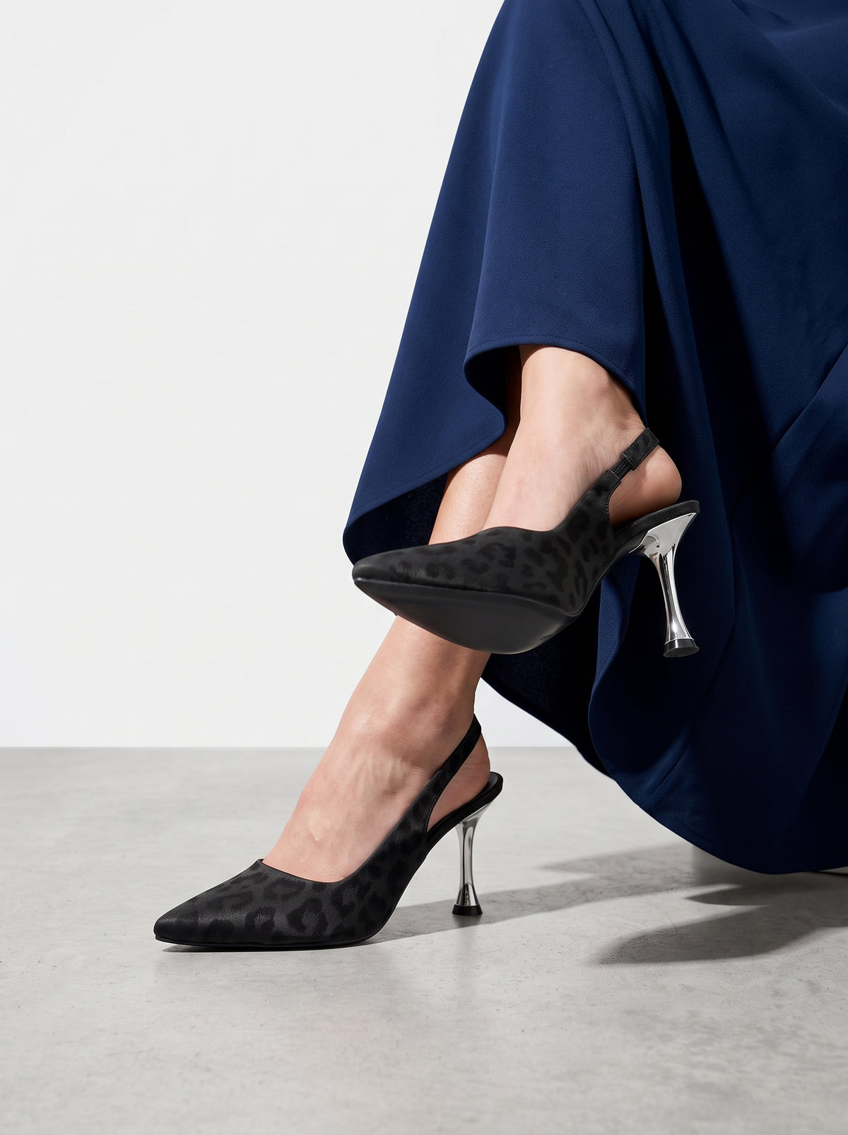 Ayla pointed toe slingback heels for women in Pakistan with textured upper and metallic heel, Jack Jees