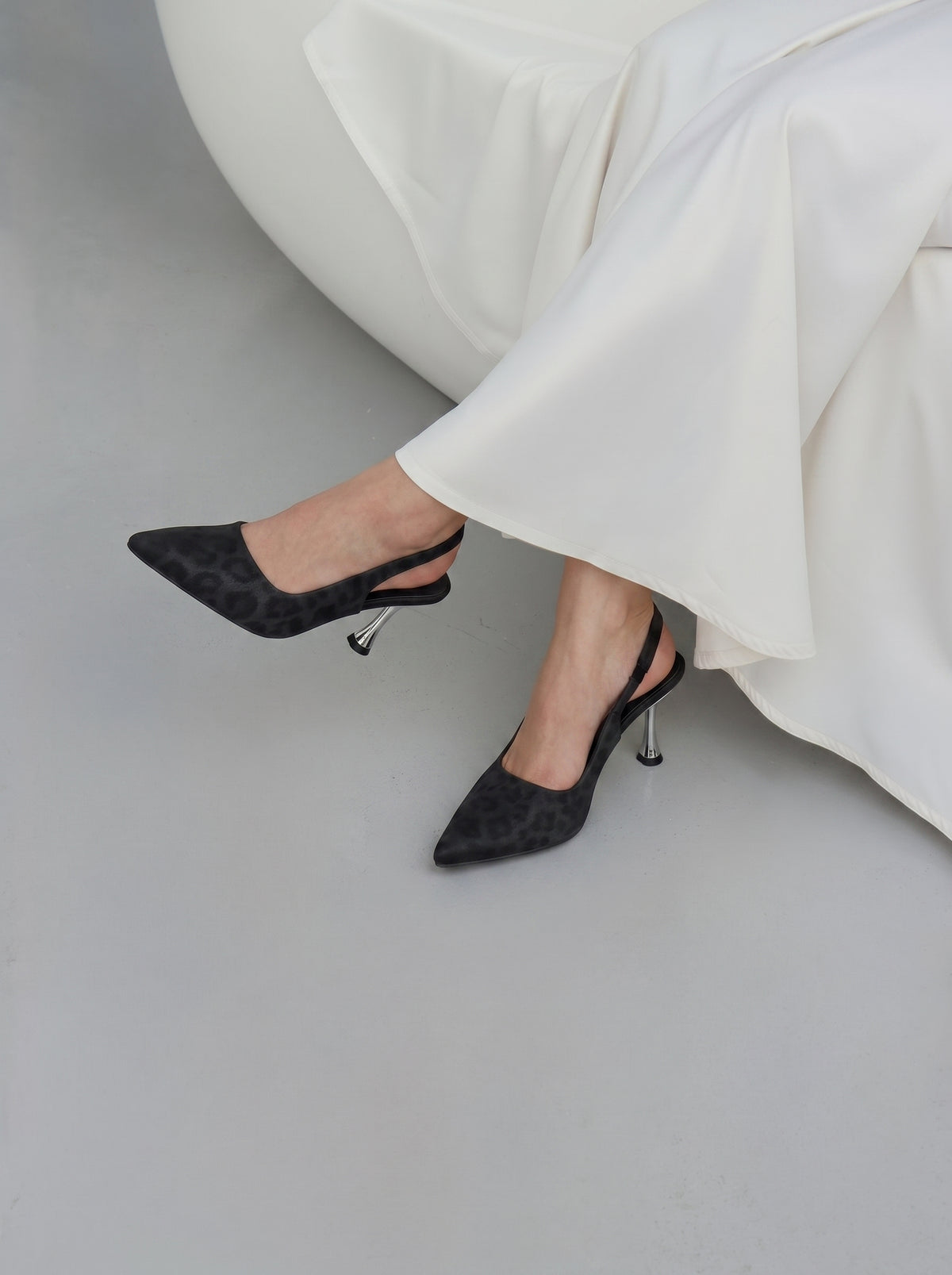 Ayla pointed toe slingback heels for women in Pakistan with textured upper and metallic heel, Jack Jees