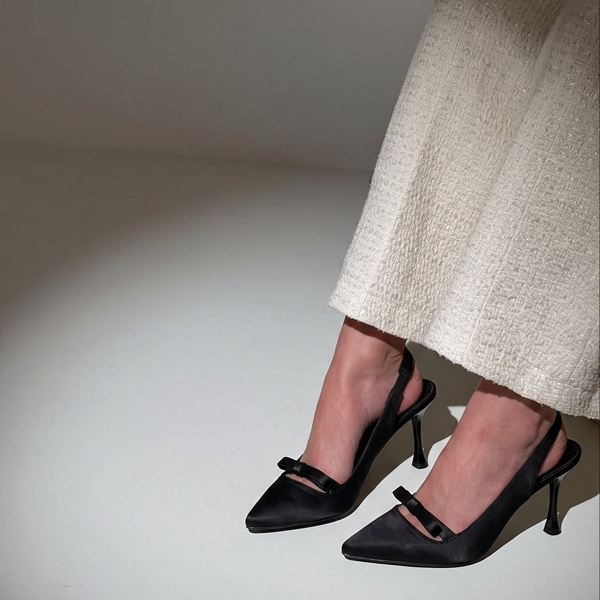 Satin Bow Slingback pointed toe heels for women in Pakistan